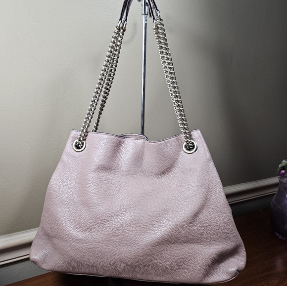 Auth Gucci Soho Medium Bag Large GG Pink Bag 308982 Light Blush Pink - Picture 3 of 15